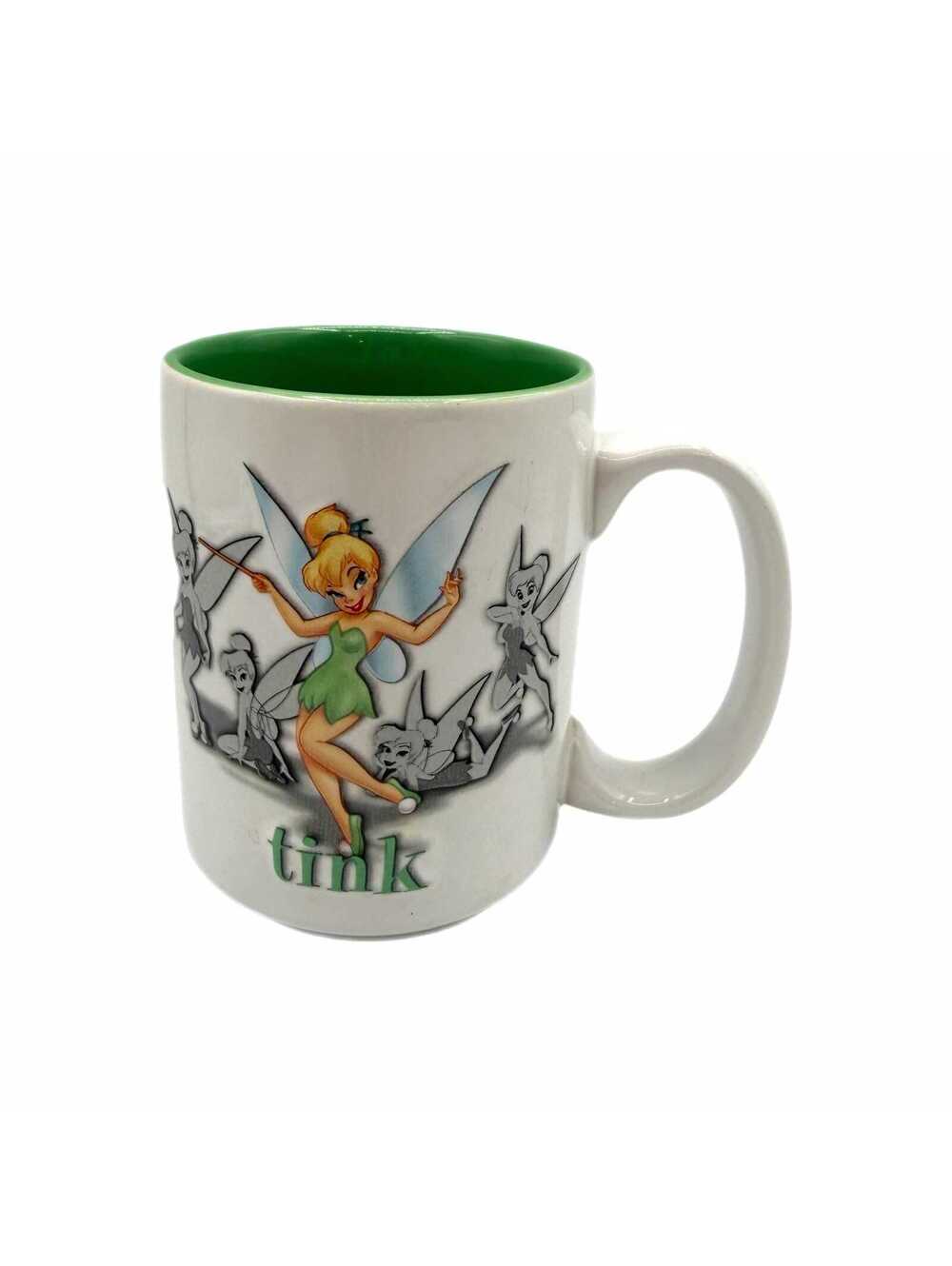 Vintage Disney Parks 3D Tink Tinkerbell 16oz Ceramic Coffee Mug – Green